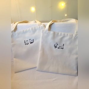 Embroidered ghost cat bags